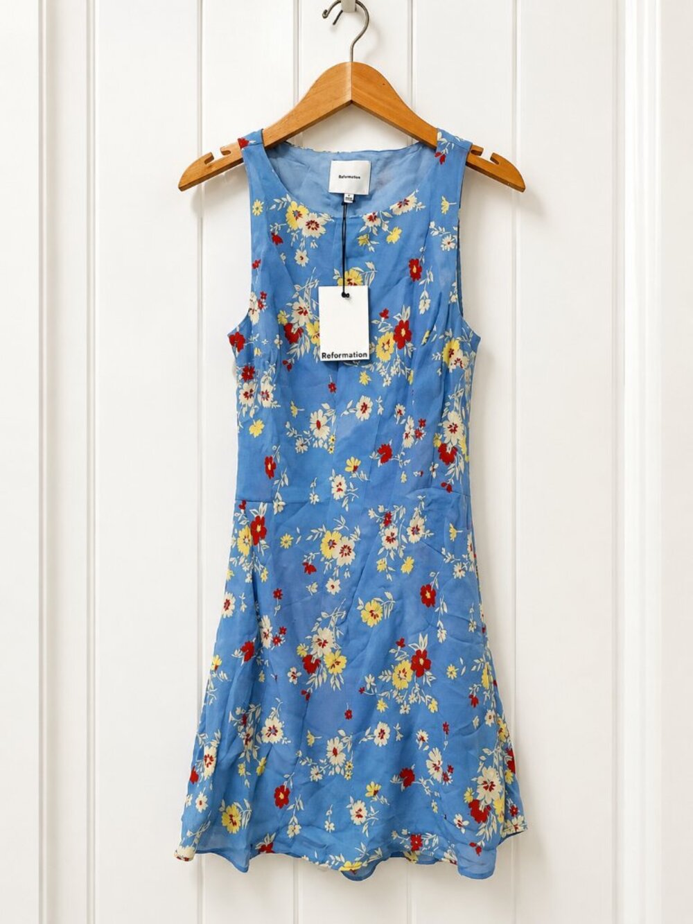 NWT Reformation Blue Floral Mini Dress | Size XS